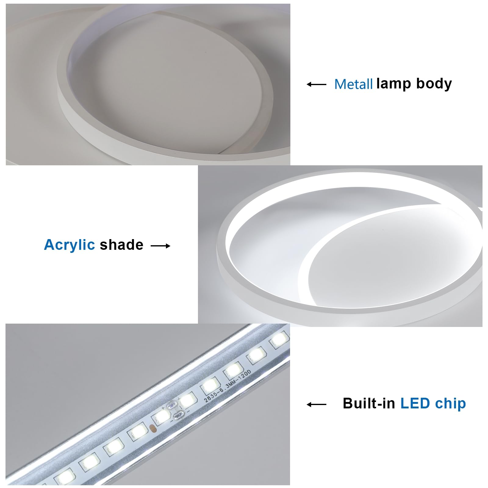 Plafoniera LED Soffitto 40CM, 40W Lampada da Soffitto Moderna Camera da Letto, Luce Bianca Fredda 6500K Plafoniere Rotondo 4500LM per Soggiorno, Cucina, Bagno