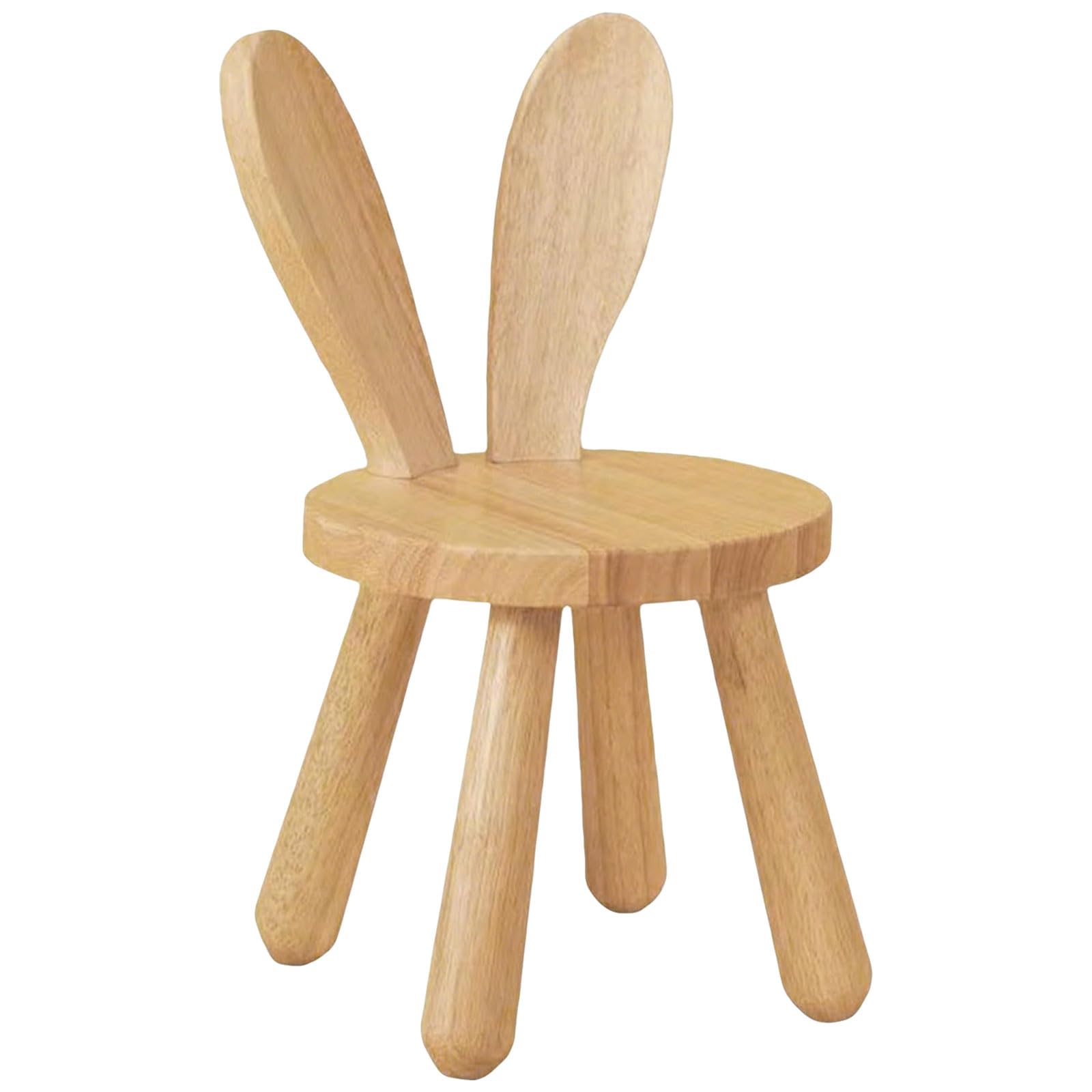Chaise pour enfant en bois massif - Diamètre : 26 x 45 cm - Tabouret sur pied - Chaise pour enfant à partir de 3 ans - En bois massif - Avec dossier en forme d'oreilles de lapin et pieds en caoutchouc