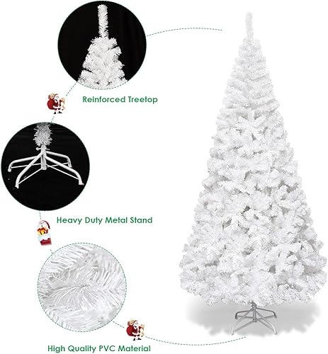 Miniatura 6 de Goplus - Árbol de Navidad blanco con patas de metal sólido, perfecto para decoración de interiores y exteriores