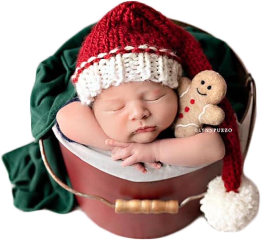 Zeroest Newborn Photography Santa Hat Newborn Christmas Photo Prop Knit Stripe Cap Infant Baby Photoshoot Elf Outfits Boy Zeroest Newborn Photography Santa Hat Newborn Christmas Photo Prop Knit Stripe Cap Infant Baby Photoshoot Elf Outfits Boy