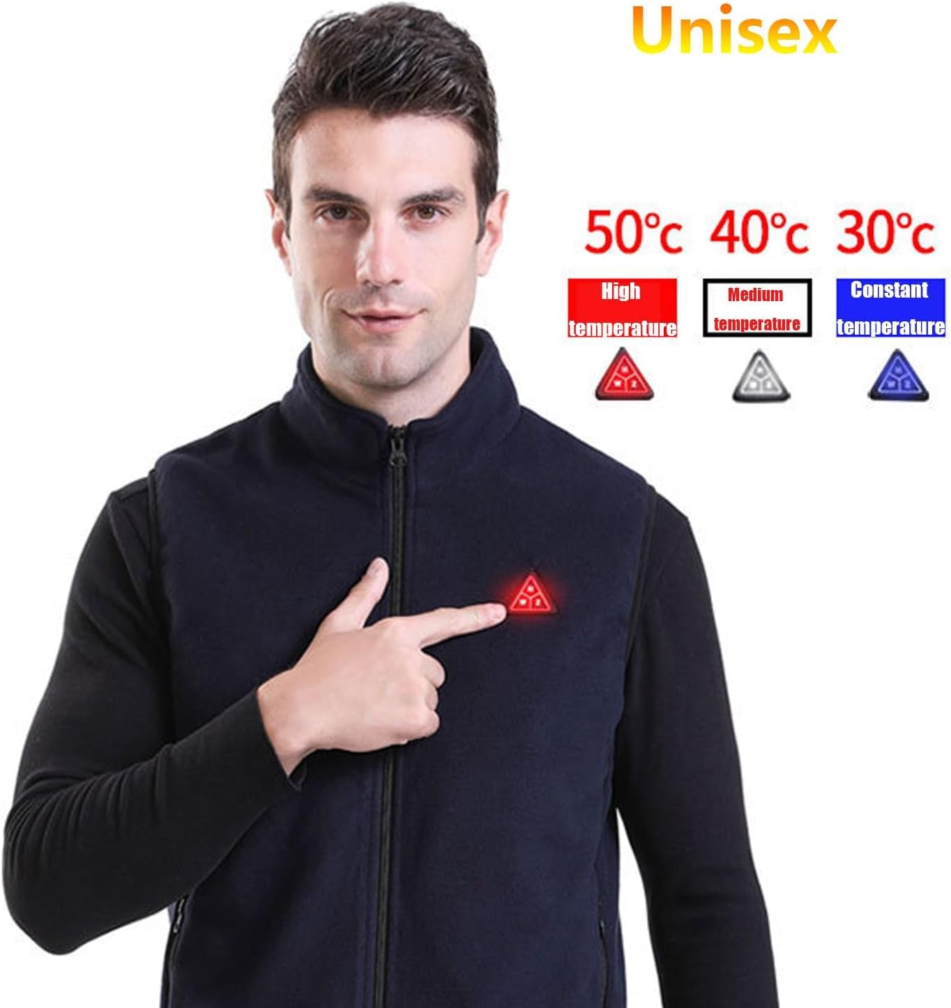 Podgrzewana kamizelka unisex, polarowa, ogrzewana, zmywalna, z USB, elektryczna, do jazdy na nartach, wędkowania, na zewnątrz (bateria nie jest dołączona) ogrzewanie USB