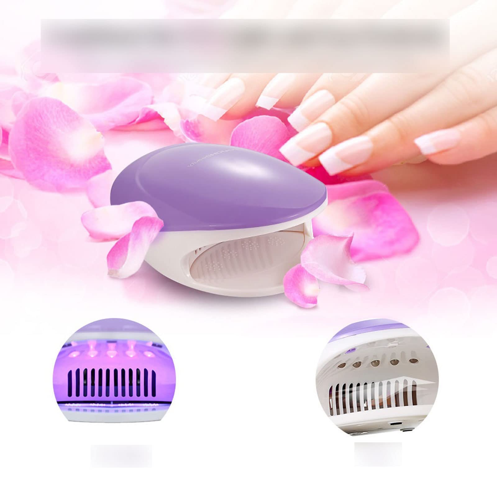 Secador de uñas, secador de uñas de aire 2 en 1 con interruptor de presión automático, 5 lámparas de curado, potente secado con ventilador