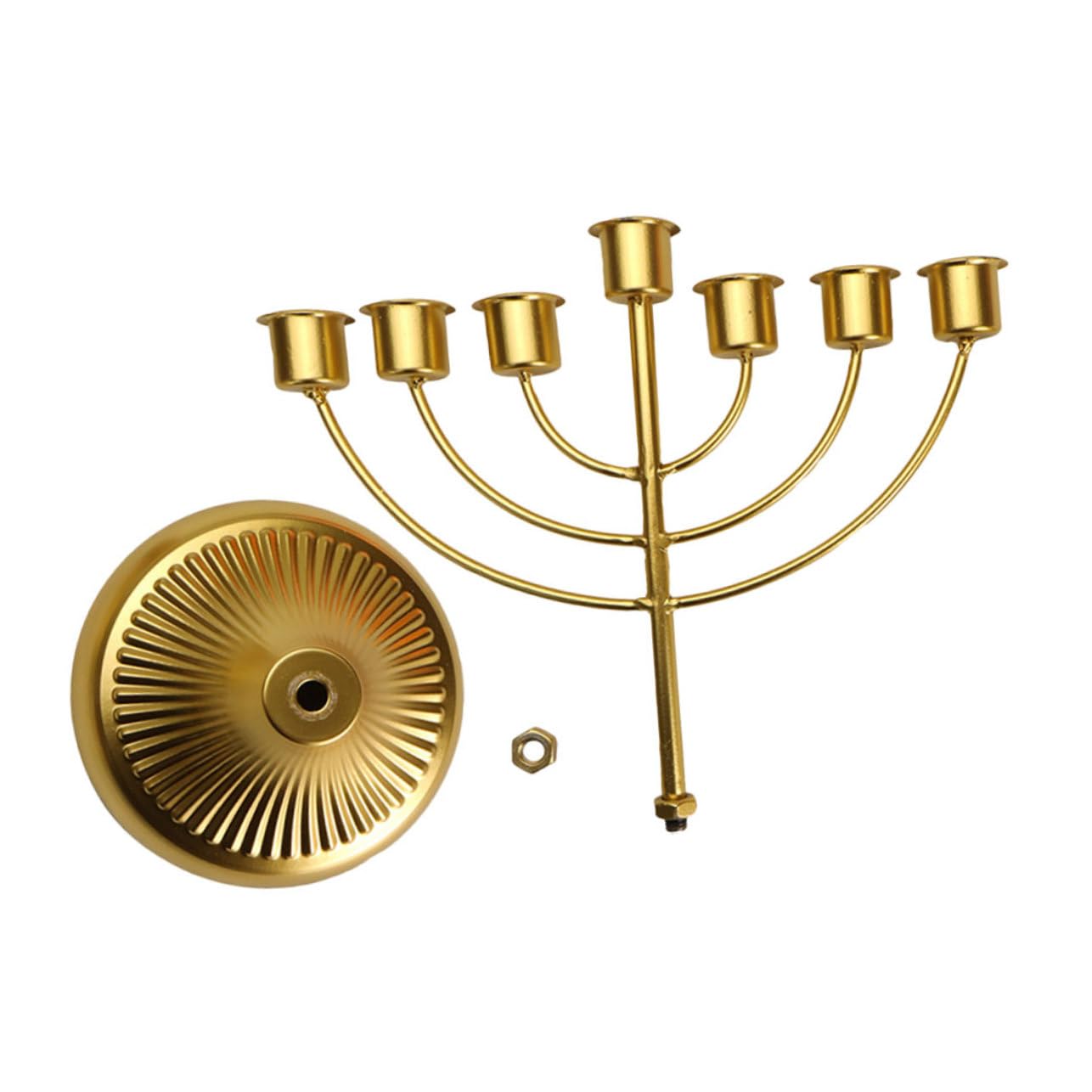 Candelabro de 7 Brazos en Hierro Dorado Estilo Vintage | Centro de Mesa para Banquetes, Efecto de Luz Ampliado, Detalle Creativo y Delicado para Cenas