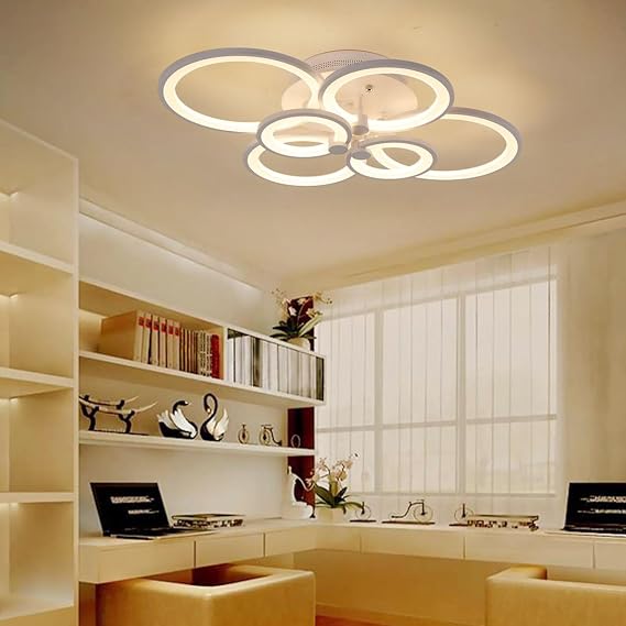 Ganeed 72W LED Ceiling Light with Remote, 32.3 Inch 6-Ring Flush Mount Lamp