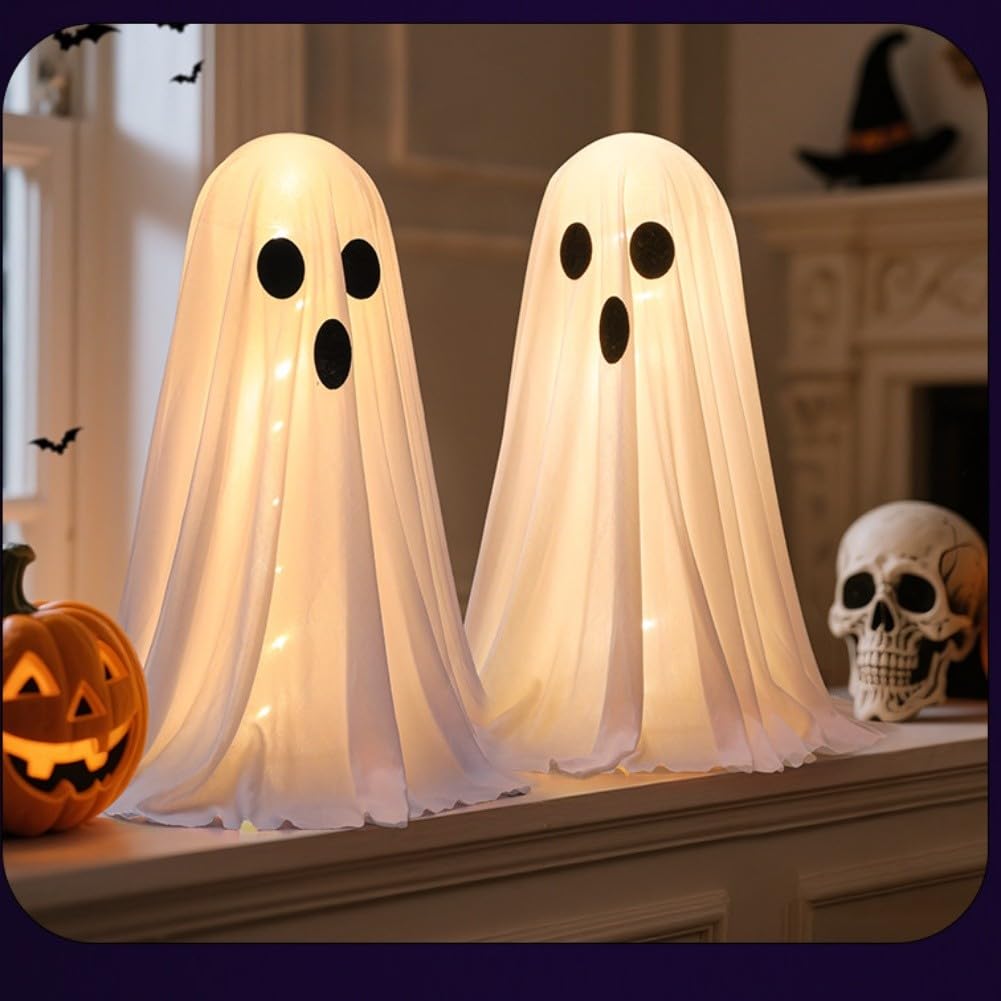 Halloween LED duch do dekoracji na zewnątrz, 8 trybów, biały