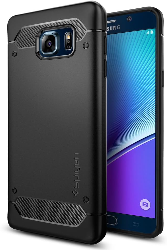 Galaxy Note 5 Case, Spigen [Rugged Armor] Resilient [Black] Ultimate protection and rugged design with matte finish for Galaxy Note 5 (2015) - Black (SGP11683)