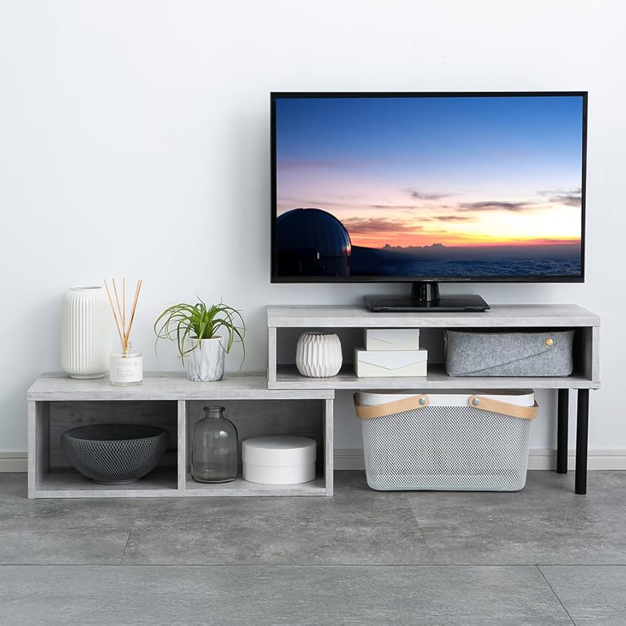 ローボード 棚 75〜133cm伸縮 角度調整 ホワイト ローボード 棚 75〜133cm伸縮 角度調整 ホワイト