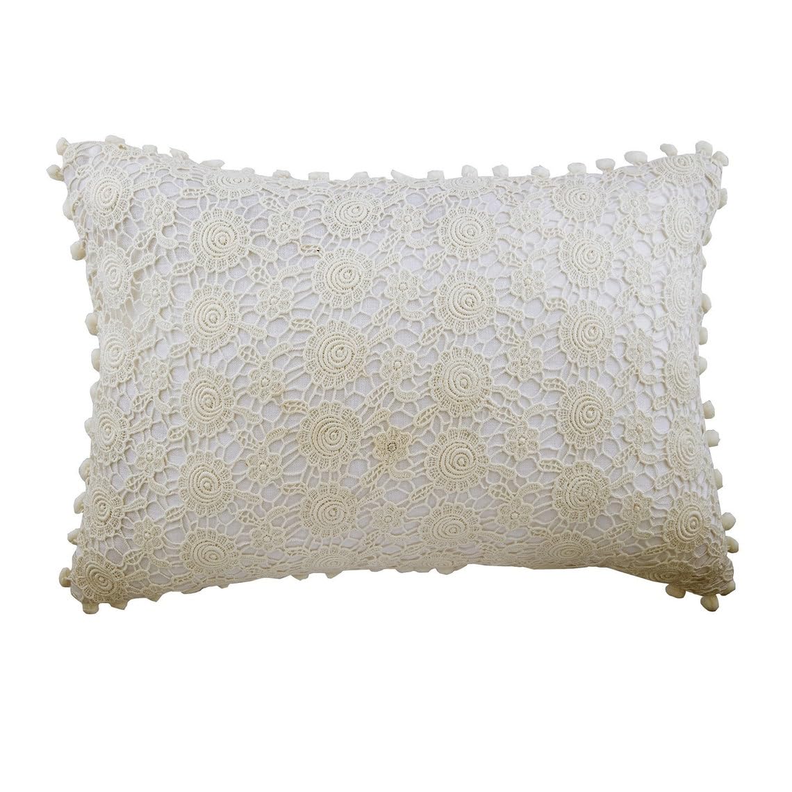 The HomeCentric Decorative Cushion Covers Pack of 2, 30x55 cm Ivory, Cotton Rectangular Cushion Covers, Handmade Cushion Covers, Contemporary Pillow Covers - Cozy Crochet โ image 1