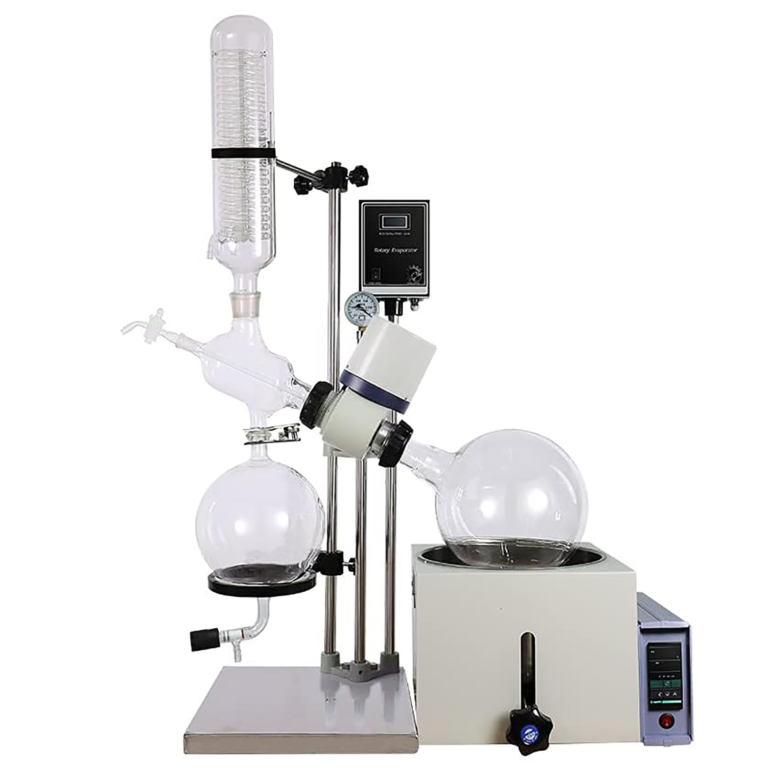 NGARY Digitaler 5-Liter-Rotationsverdampfer Fürs Labor, Rotavapor-Laborgerät Mit Motorlift, Digitalem Heizbad Und Kühler, 0,095 MPa Vakuum & 10–200 U/min, Temperatur-/Drehzahlanzeige