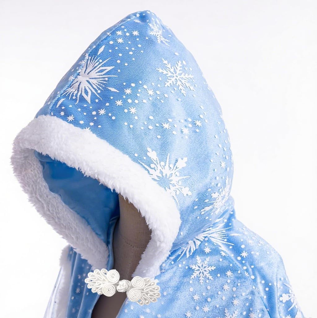 Girls Elsa Hooded Velvet Cape Kids Princess Dress up Cloak Girls Velvet Fancy Dress up - Image 5