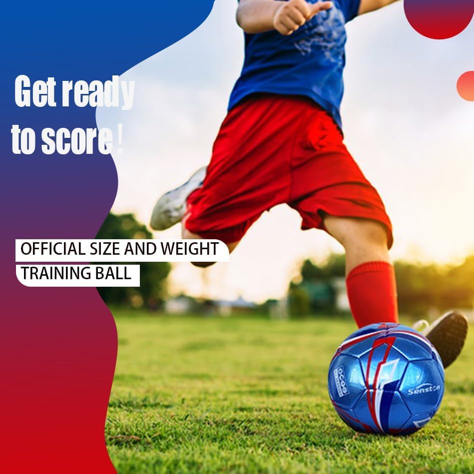 Miniatura 3 de Senston Balón de fútbol de talla 3, talla 4 y 5 para niños y adultos, pelota de fútbol oficial de entrenamiento con bomba