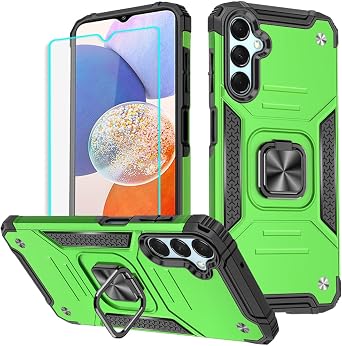 for Galaxy A14 5G Phone Case with Screen Protector Military Grade 360 Rotatable Kickstand Heavy Duty Shockproof Protective Cases for Samsung Galaxy A14 5G Green