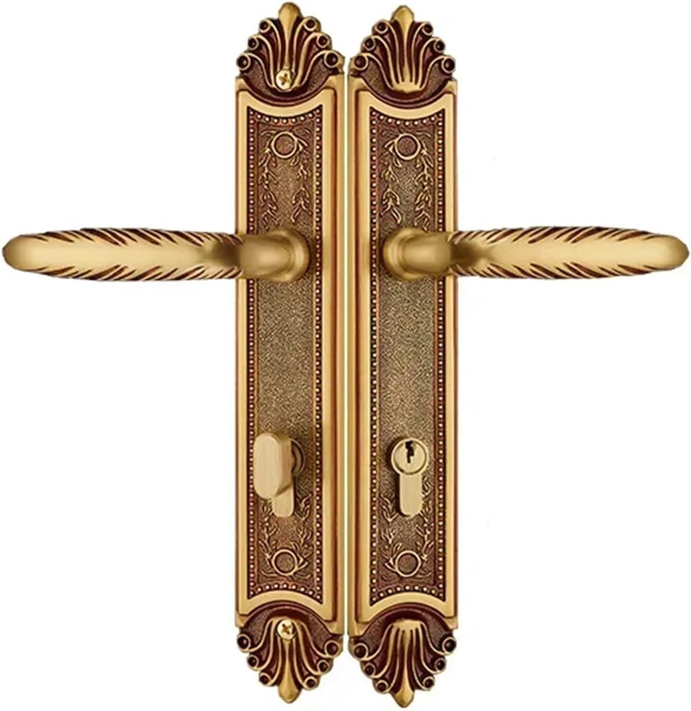 Solid Brass Door Lock Modern Europen Fashion Entrance Gate Locks Golden Interior Room Wood Panel Gold Handle Lockset(Green Bronze)