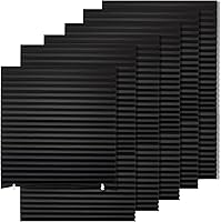 MYSHADE 6-Pack Blackout Paper Pleated Shades - No Drill, Cut-to-Fit Temporary Window Blinds 36"x72" Black