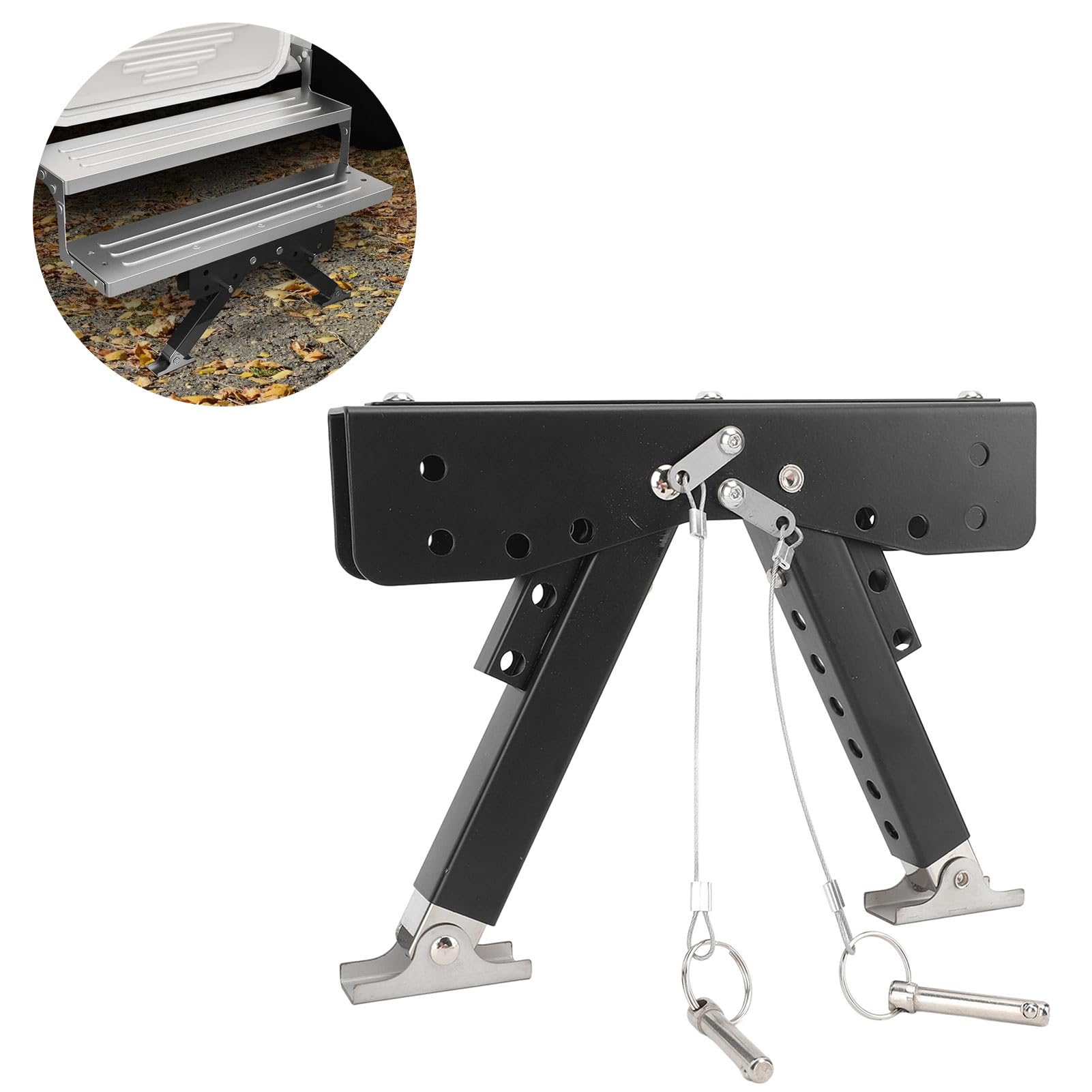 Estabilizador de escalones para RV, resistente, plegable, de acero, estabilizador de altura ajustable para caravana, camping, viajes, uso al aire libre