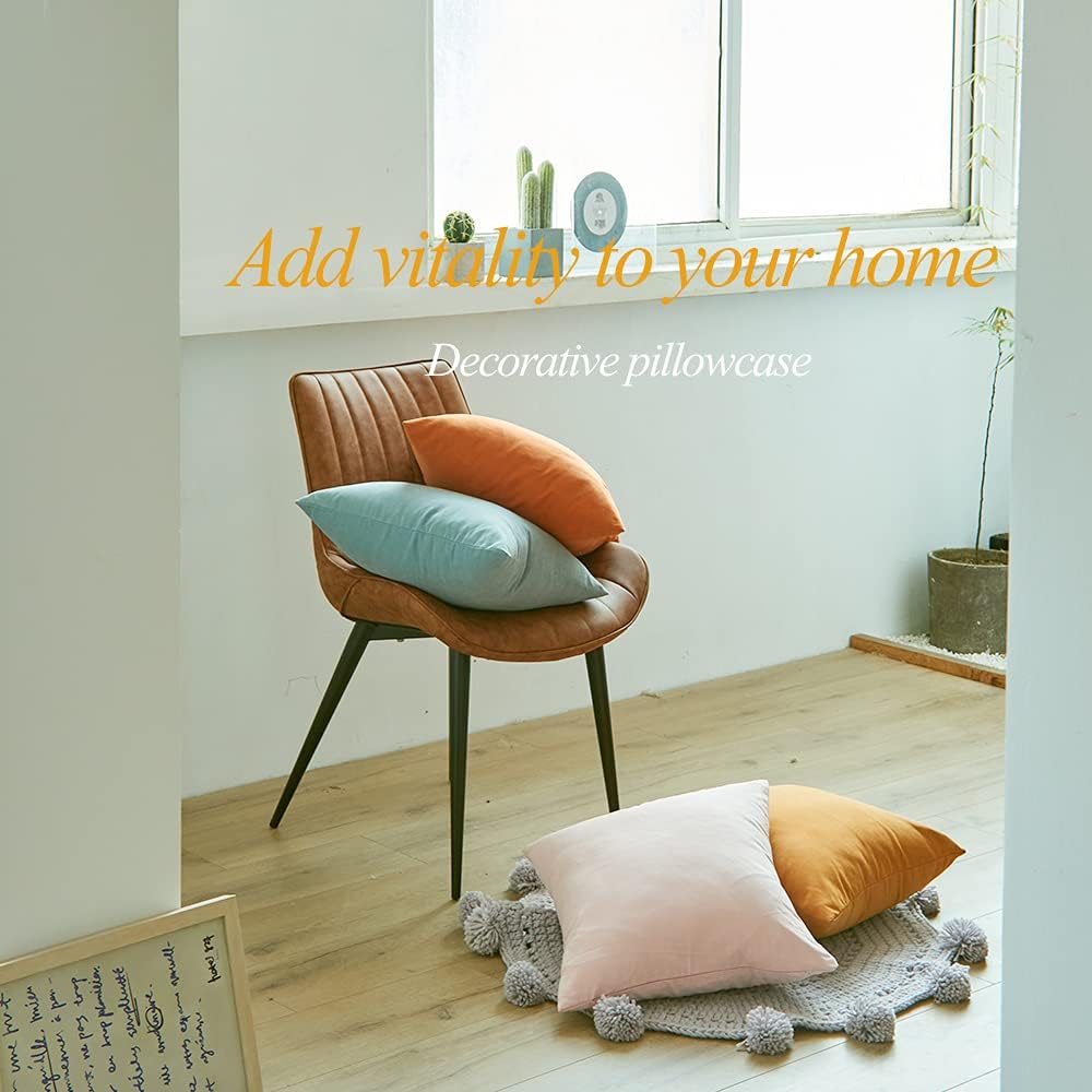 WEMEON Decorative Throw Pillow Covers 16x16in Set of 4,Solid Color Pillows Soft Decorative Square Couch Pillow Covers ，Mix and Match Home Decor for Sofa Bedroom (Orange/Teal)