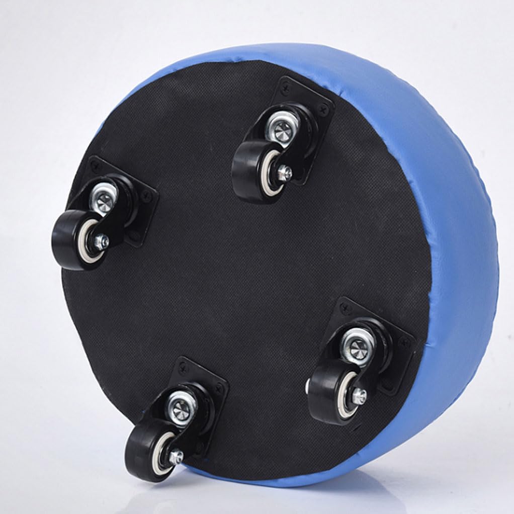 Low Roller Stool with 360° Swivel Wheels, Low-Height Short Rolling Stool Seat, PU Leather Heavy-Duty Small Mechanic Chair, Rolling Stools for Pedicure, Garage, Shop, Library Purple