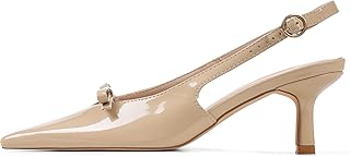 Slingback Heels for Women Kitten Heels Bow Ankle Strap Pointed Toe Heel ...