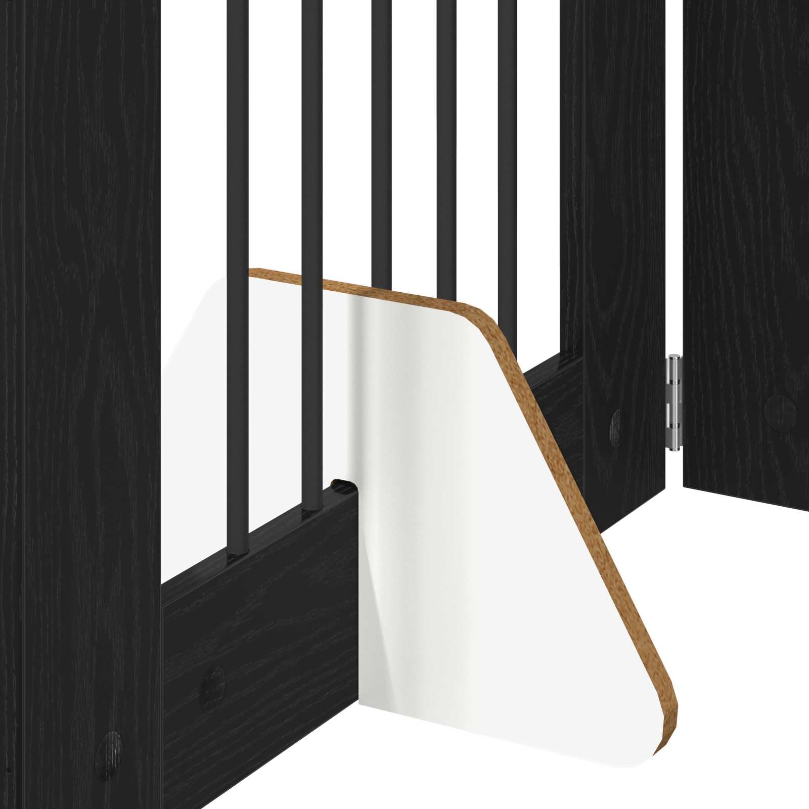 Puerta para perros con soporte de madera de roble negro, 60 x 60 cm, 2 unidades, plegable y ahorra espacio, para uso en interiores como barrera y protección en el salón