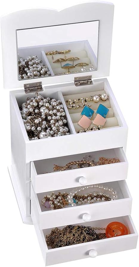 Amazon Co Jp Aw ジュエリーボックス 木製 鏡付き フタ付き 4段 引き出し アクセサリーケース ジュエリーケース アクセサリー 収納 大容量 指輪 イヤリング ネックレス ピアス入れ おしゃれ 宝石箱 白色 S ジュエリー Amazon Co Jp Aw ジュエリーボックス 木製 鏡付き フタ付き 4段 引き出し アクセサリーケース ジュエリーケース アクセサリー 収納 大容量 指輪 イヤリング ネックレス ピアス入れ おしゃれ 宝石箱 白色 S ジュエリー