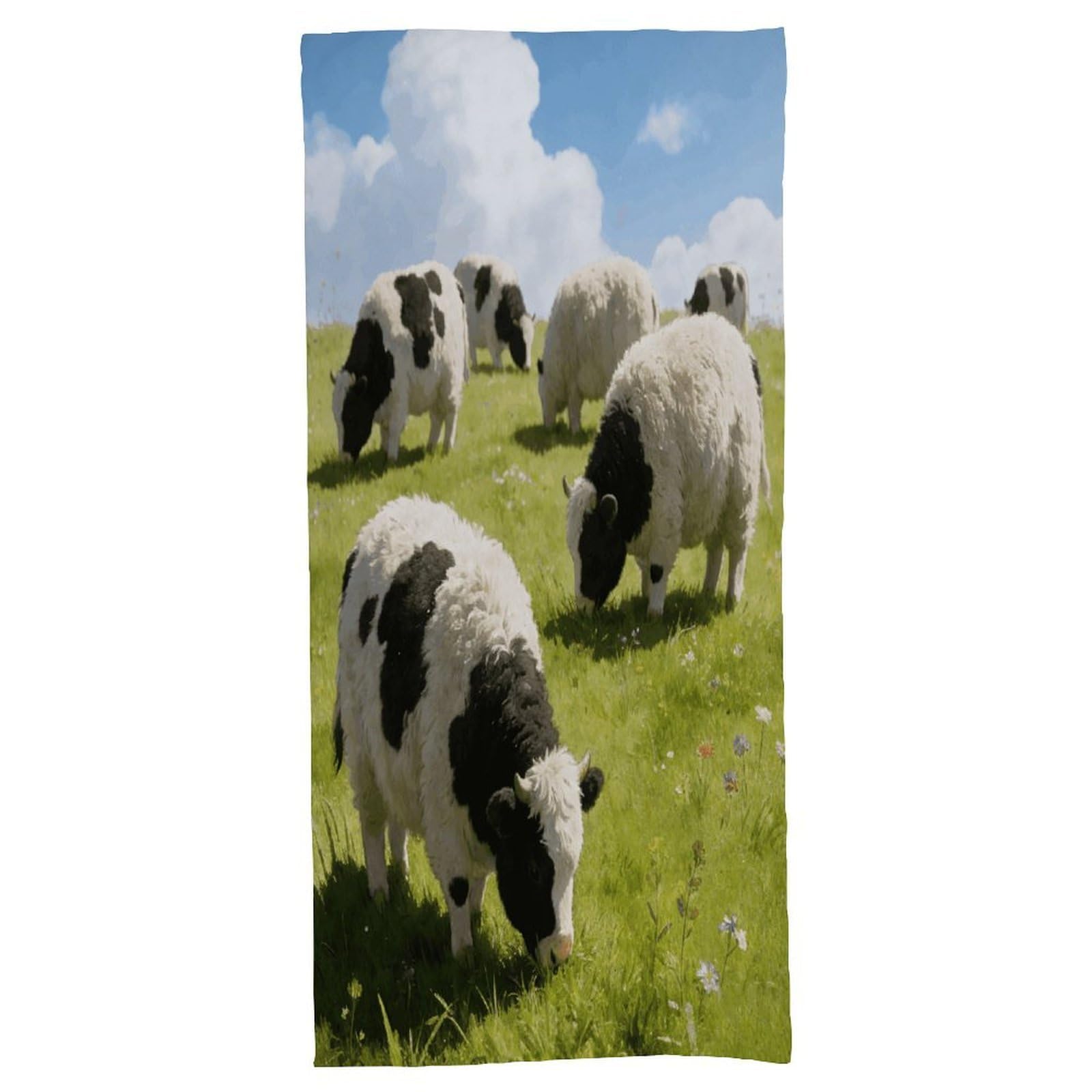 Fodpand Style Cute Cows Watercolor Bath Towel, Highly Absorbent & Quick Drying Beach Towel, Compact & Lightweight Pool Towel For Bathroom, Beach, Pool, Gym, Spa, And Hotel Use
