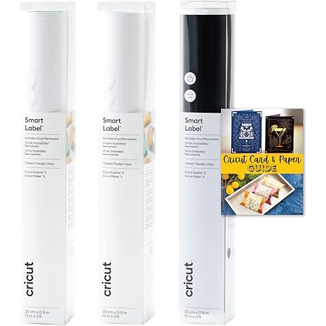 Cricut Smart Label Writable Black, White, and Transparent Permanent Vinyl Bundle