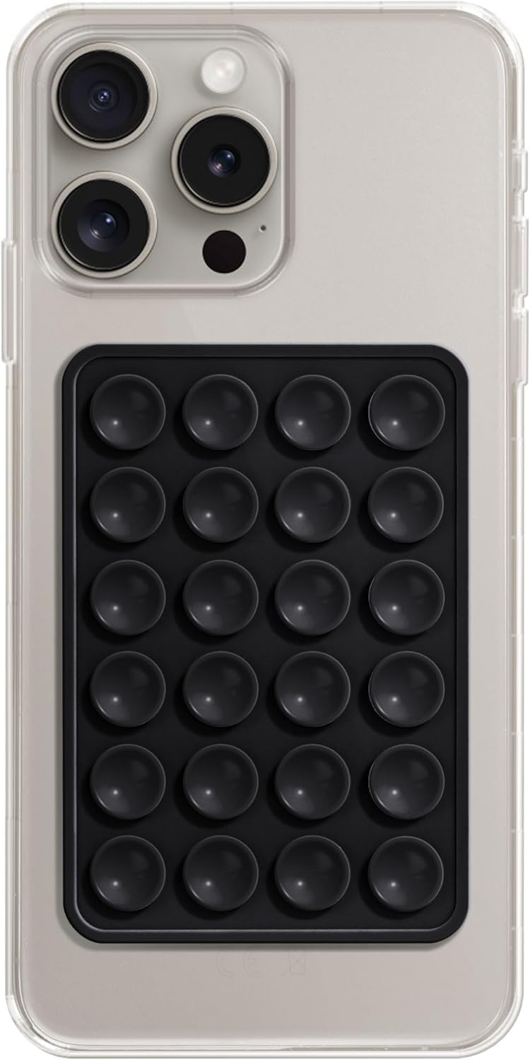 Suction Cup Phone Grip Pad, Black, Silicone, Compatible with iPhone, Universal Stick-on Phone Stand Holder (Black)-image-34