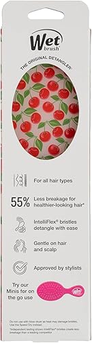 Miniatura 13 de Wet Brush Desenredante original, cereza (Tutti Fruitti), cerdas IntelliFlex ultrasuaves que se deslizan a través de los nudos, cepillo de pelo