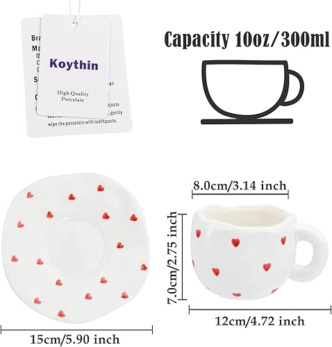 Miniatura 9 de Koythin Taza de café de cerámica novedosa taza a cuadros en blanco y negro con platillo para oficina y hogar apta para lavavajillas y microondas 10