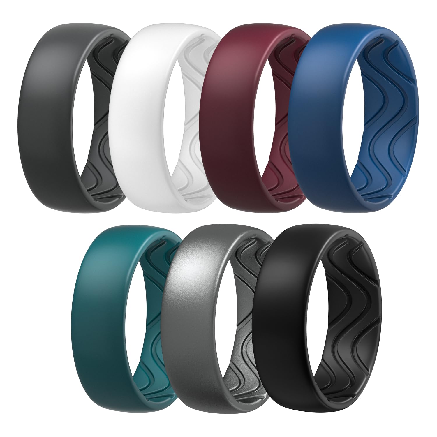 Egnaro Silicone Ring for Him, 8mm Black Flexible Men's Rubber Wedding Band