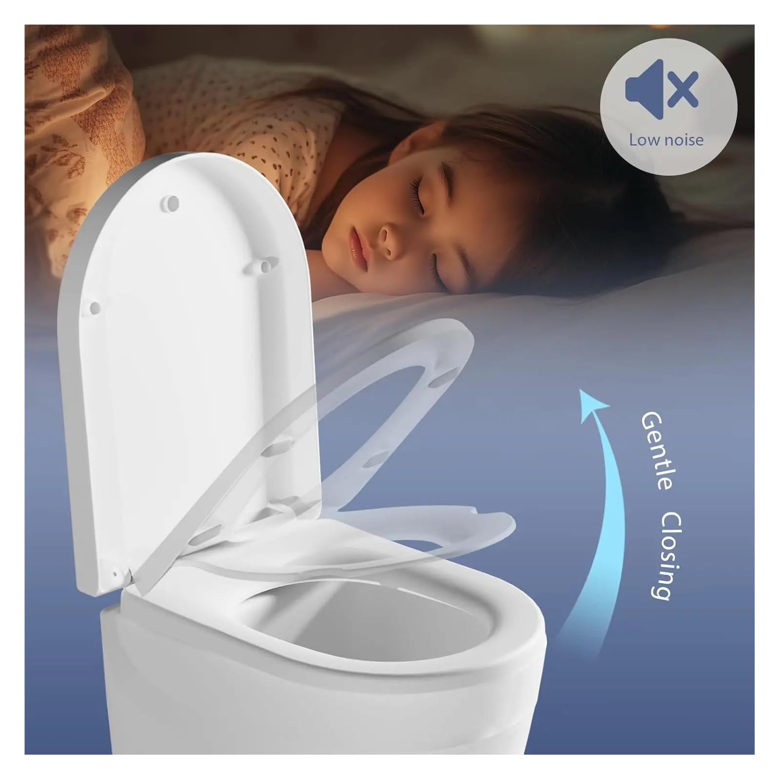 D-förmiger Toilettensitz Mit Schnellverschluss For Einfache Reinigung, Sanft Schließender Toilettendeckel, Integrierter Kleinkindsitz For Das Badezimmer Zu Hause, Weiß Robust Und Bequem
