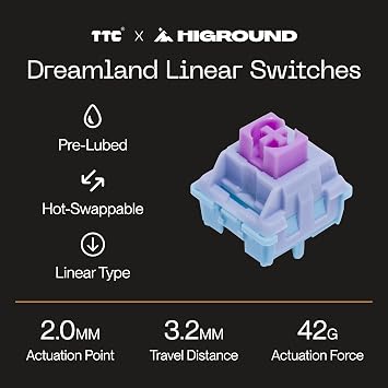 Higround Summit 2.0 SNOWSTONE 65% Mechanical USB Wired Gaming Keyboard, Dreamland Linear Switches, Programable RGB, Hot-Swappable, Deep Thock Creamy Sounding PC Keyboard