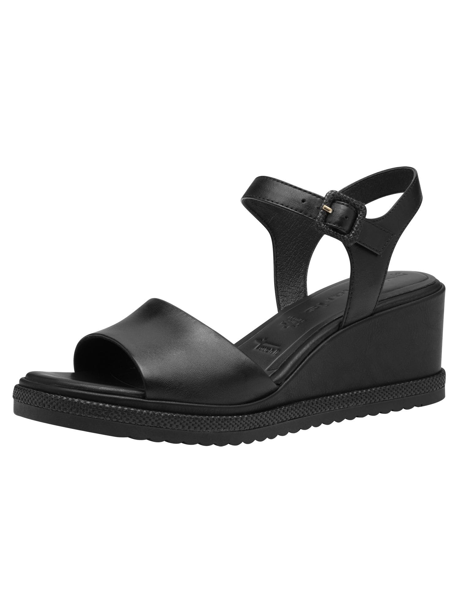 Tamaris Women's Damen 1-28354-44 Wedge Sandal, Black (Black Leather), 3.5 UK