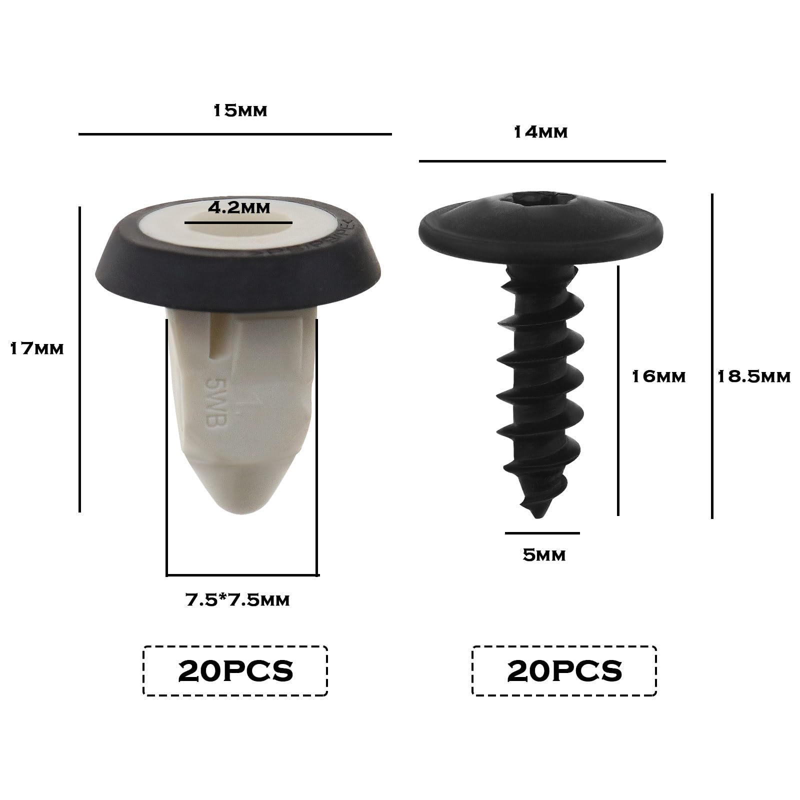 LT Easiyl Set of 20 Car License Plate Bracket Fastening Kits