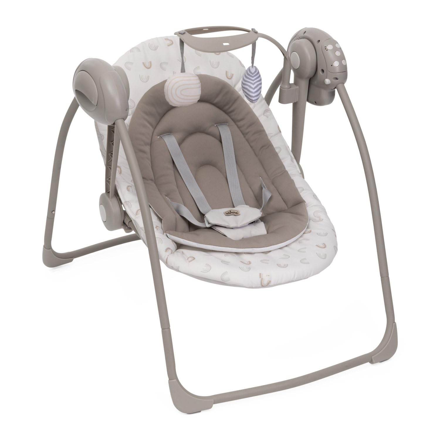 Chicco Swing&Play Columpio Eléctrico para Recién Nacidos 0 Meses+, 5 Velocidades de Balanceo, Melodías Relajantes, Plegable, Compacto y Ahorra Espacio, Respaldo con 2 Posiciones, 0 Meses
