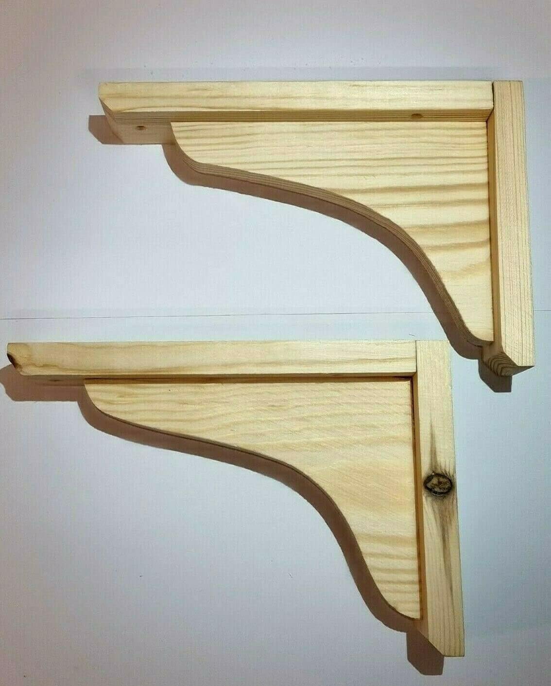 2 x Pine Wooden Shelf Brackets Gallows Bracket 120mm x 140mm FREEPOST