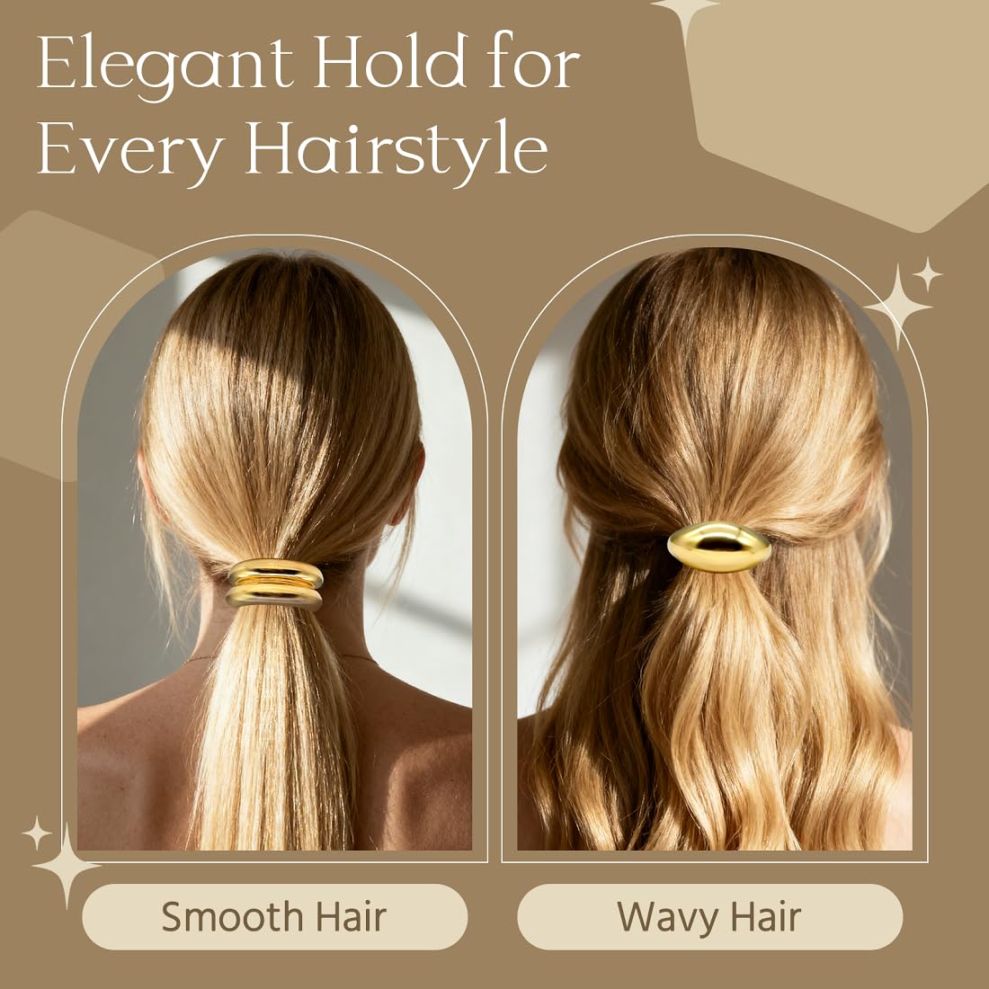 Amazon.com : OHCISP 6Pcs Gold Hair Ties - 3 Styles Gold Hair  display picture 2