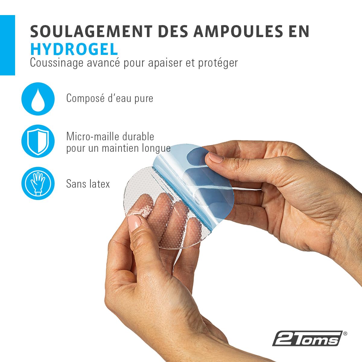 2Toms Skin-On-Skin 48 Disques Hydrogel, Ampoule Pied Et Talon | Protection Anti Ampoule Talon Et Soulagement Des Brûlures – Pansements Ampoules Non Adhésifs Et Apaisants