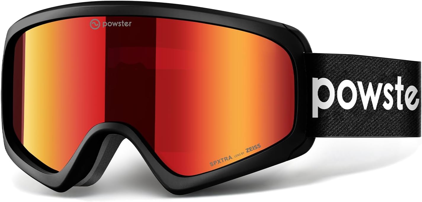 Powster Ski Goggles Snow OTG Snowboard Goggles Buckle Interchangeable Lens UV Protection Anti-fog mobile Skating