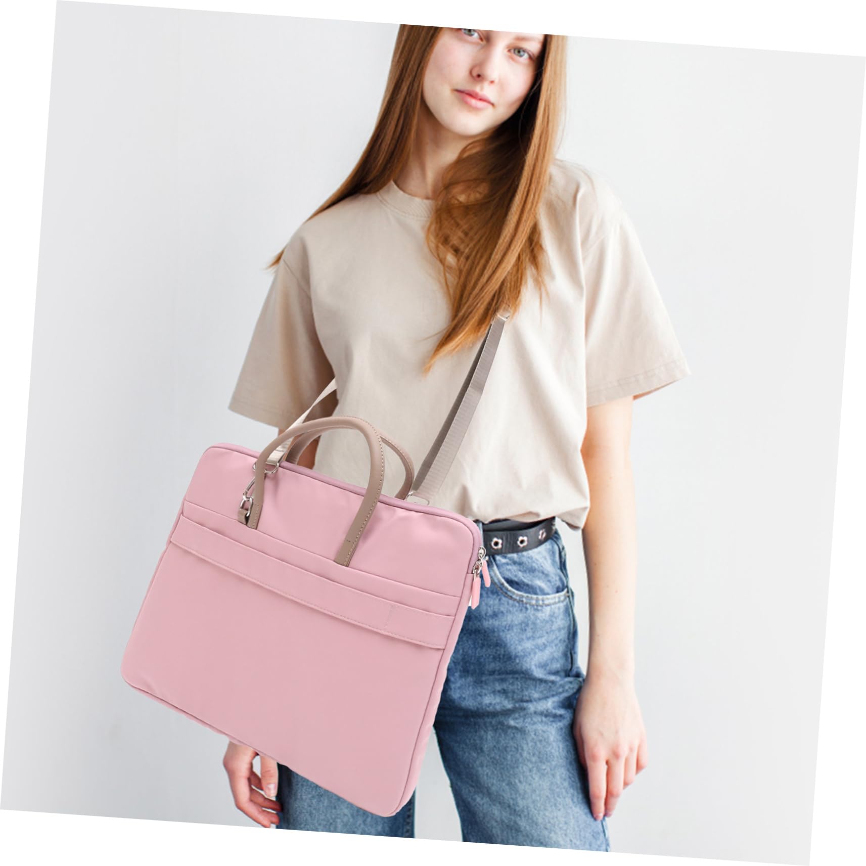 Operitacx Computadora Portatil Portatil Bolsas De Computadora Para Hombres Mochila Portatil Mujer Bolso Portátil De Bolsa Pequeña Portátil Llevar Portátil Plegable Manejar Rosa Poliéster