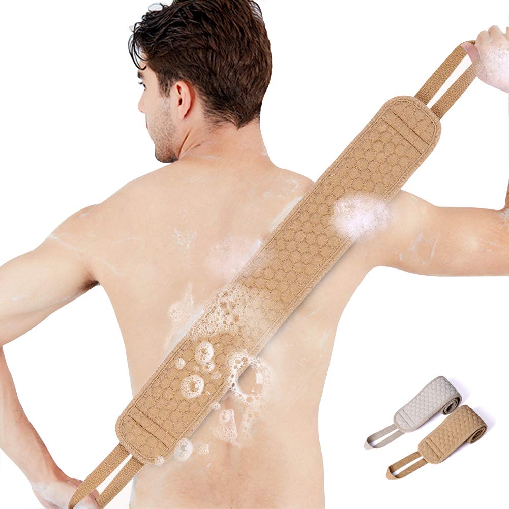 2 Pack Exfoliating Back Scrubber for Shower for Women Men Bath Shower Scrubber Back Cleaner Deep Clean Invigorate Your Skin (32.6-inch length 3.5-inch width) : Beauty & Personal Care