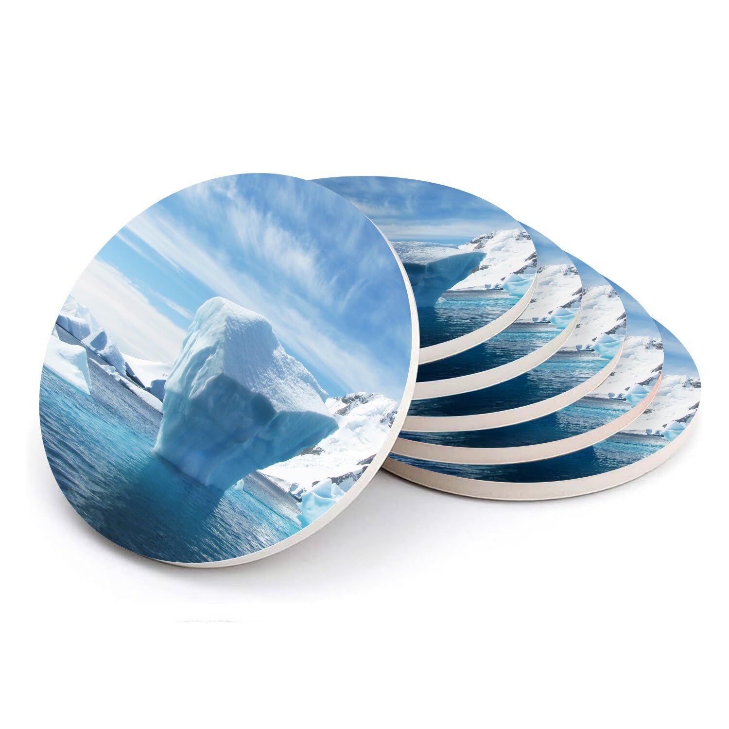 Sous-verre ronds en céramique premium impression photo HD paysage arctique