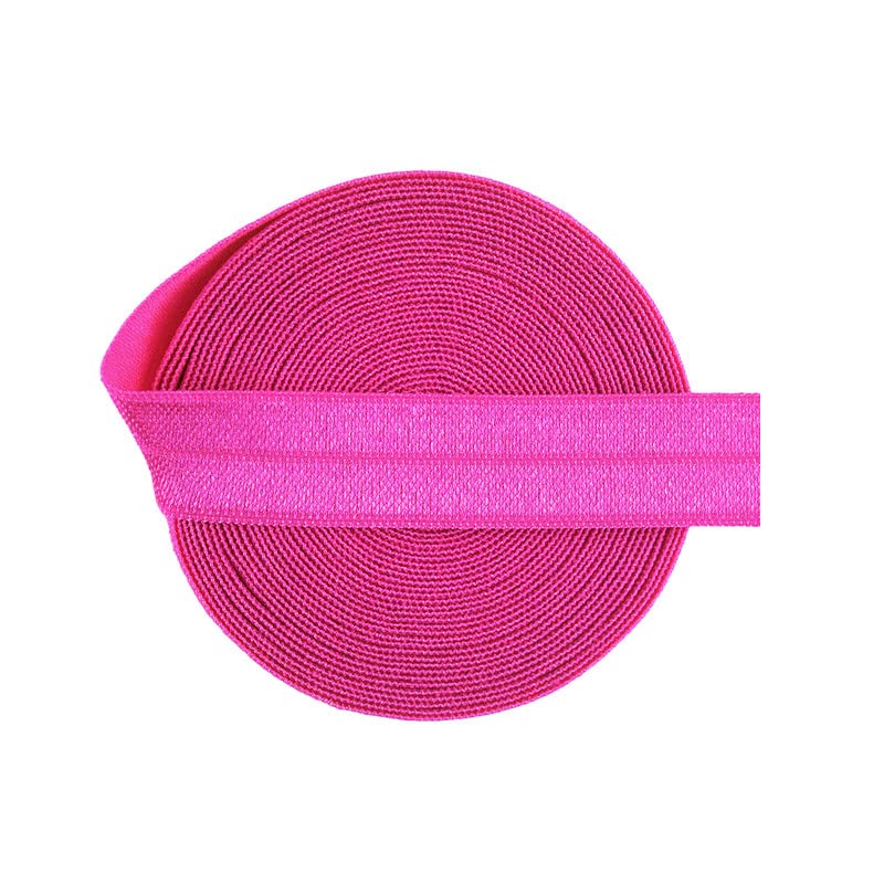 Bristlegrass Neon Rose 5 Yard 5/8 Inch Satin Elastic Band for Sewing Roll Spool Shiny Stretchy Ribbon for Hair Tie Headband Dress DIY Sewing Trim Solid Color Ribbon Sewing lace Neon Rose（5Yard 5/8" — image 1