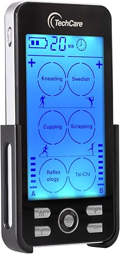 Miniatura 6 de TechCare Plus 24 Estimulador muscular TENS/EMS de doble canal - 24 modos preprogramados, recargable, estuche de viaje incluido - Alivio del dolor