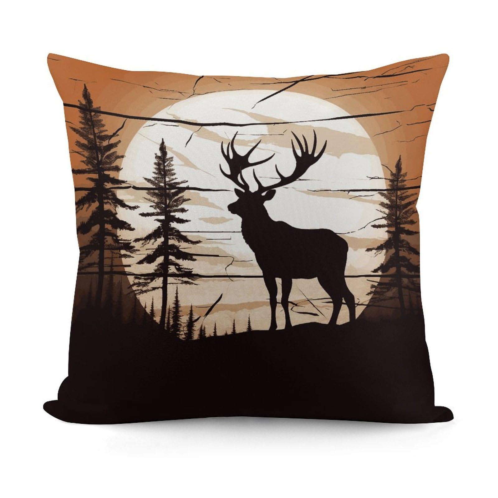 VstaDank Wild Elk Silhouette Throw Pillow Covers 18x18 Inch Soft Couch Home Decor Cushion Cover Comfortable Plush Square Cushion Case Farmhouse Decorative Pillowcase for Living Couch