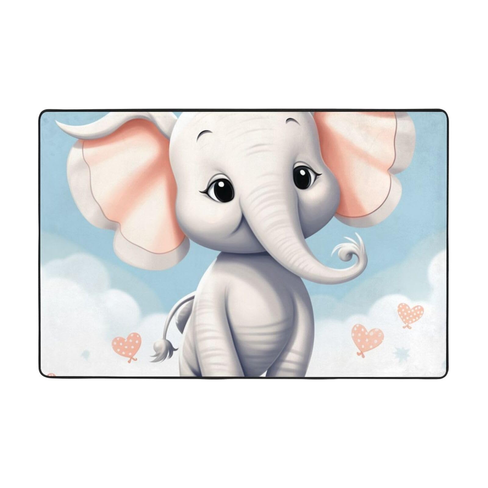Tapis de salon éléphant en flanelle douillette 102x15 cm pour chambre d'enfant