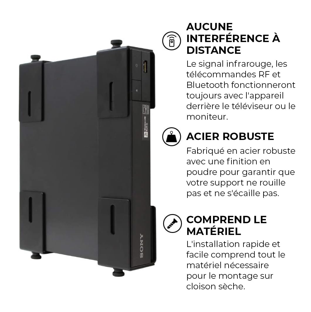 HumanCentric Support Mural réglable pour appareils | Lecteurs DVD, boîtes de câble, récepteurs, décodeurs et Autres équipements A/V | Breveté