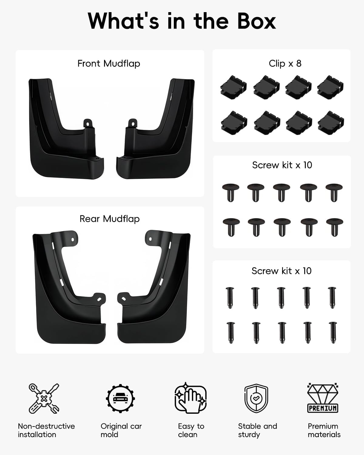 2021-2026 New Tesla Model X Mud Flaps [No Drilling, Protect Paint] All-Weather Splash Guards, Upgraded Thicker Version for Model X Accessories (Set of 4)