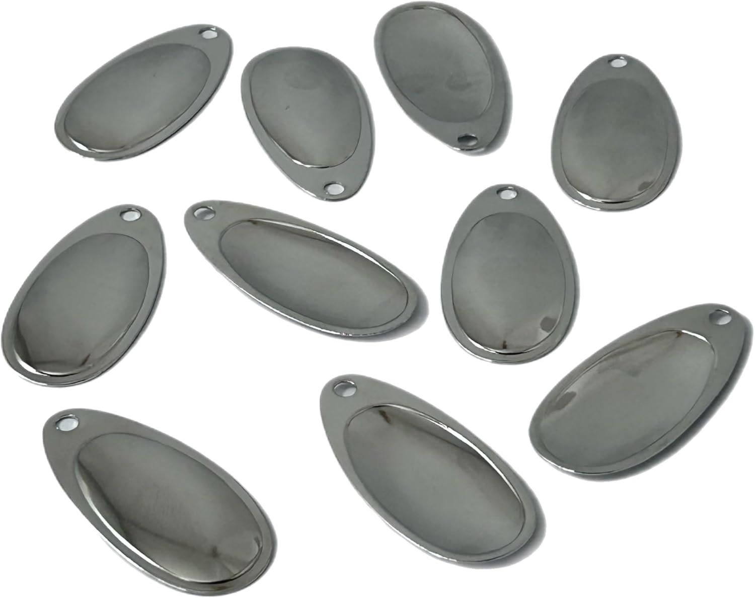Nickel French Spinner Blades for Inline Spinner Baits DIY Spinner Blades for Making Fishing Lures, Smooth Nickle Finish Spinner Blades Made in USA 25 Pack Sizes #5 to #8