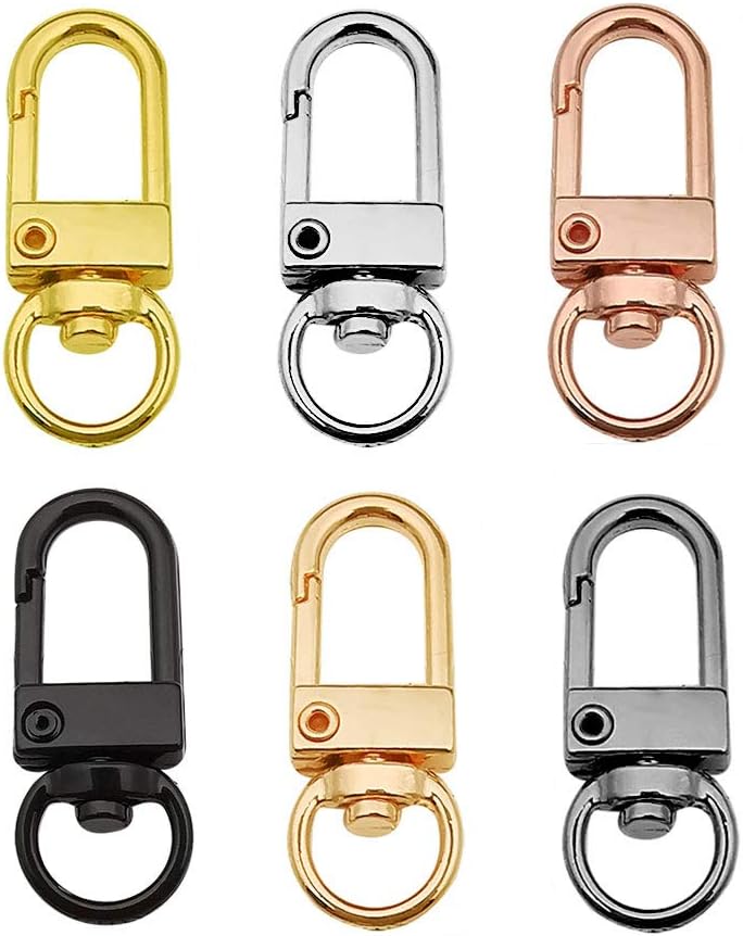 24 pcs Small Size Metal Lobster Claw Clasps Swivel Lanyards Trigger Snap Hooks Strap for Keychain Key Rings Connector DIY Bags Art Crafts Jewelry Findings (M547)